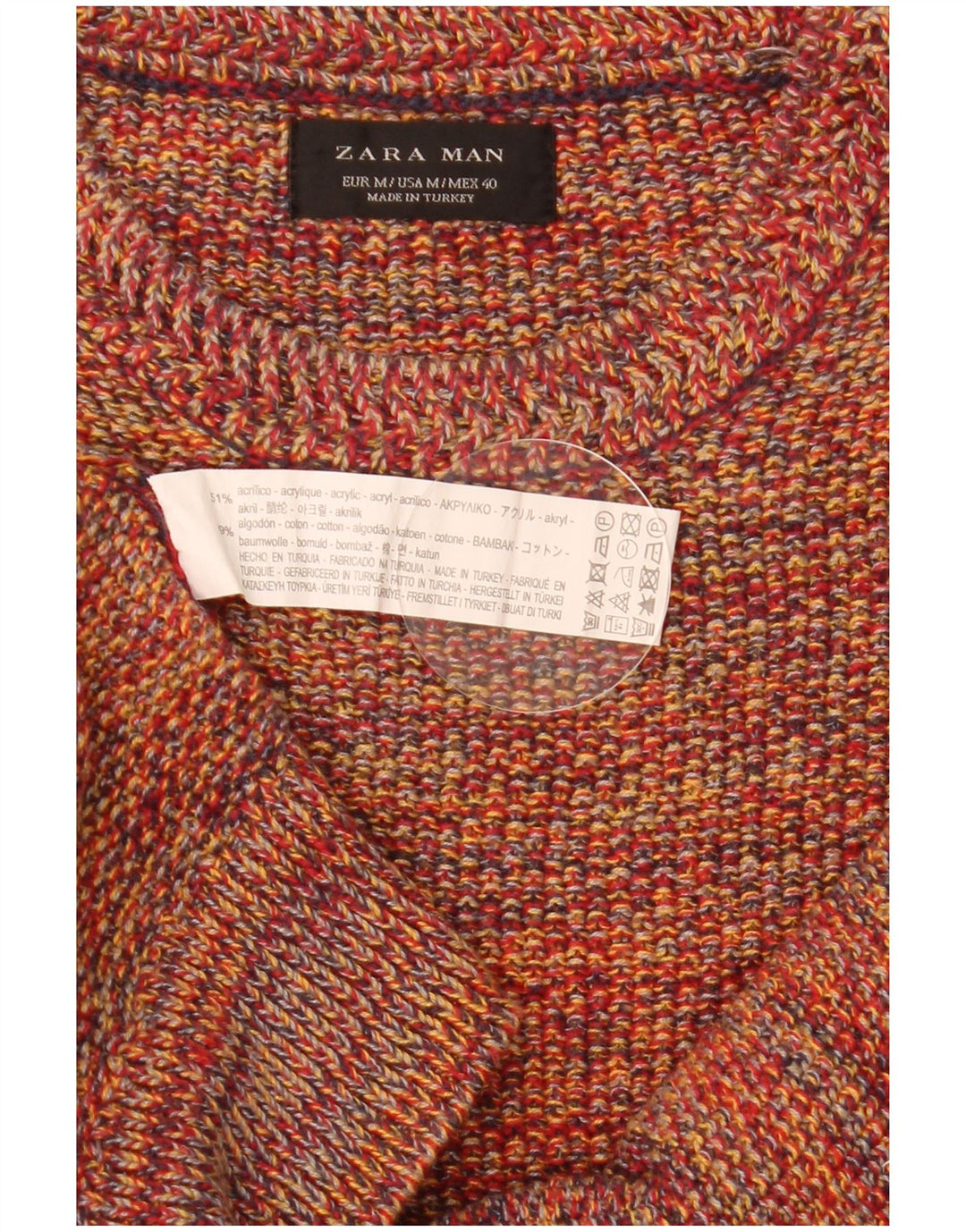Мужской джемпер Zara с круглым вырезом, средний разноцветный акрил в крапинку