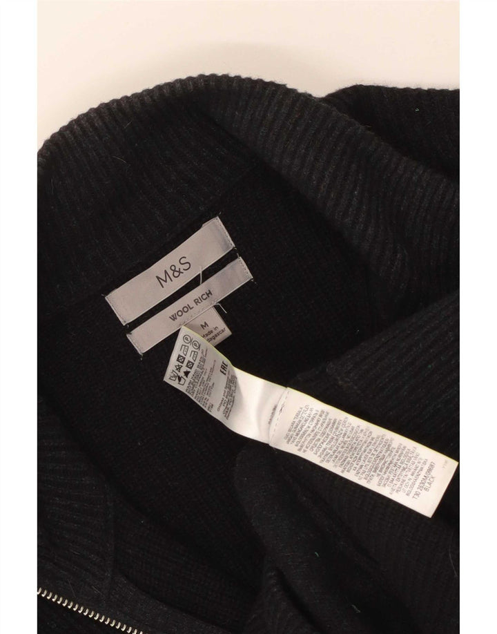 Мужской кардиган Marks & Spencer, средний черный шерстяной свитер