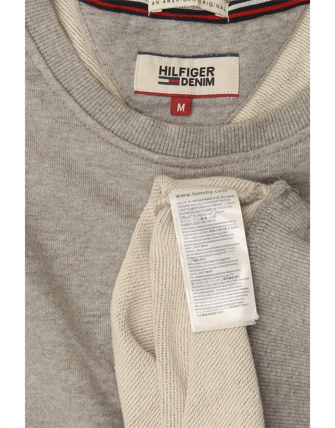 Мужской свитшот с рисунком Tommy Hilfiger, хлопковый джемпер среднего серого цвета