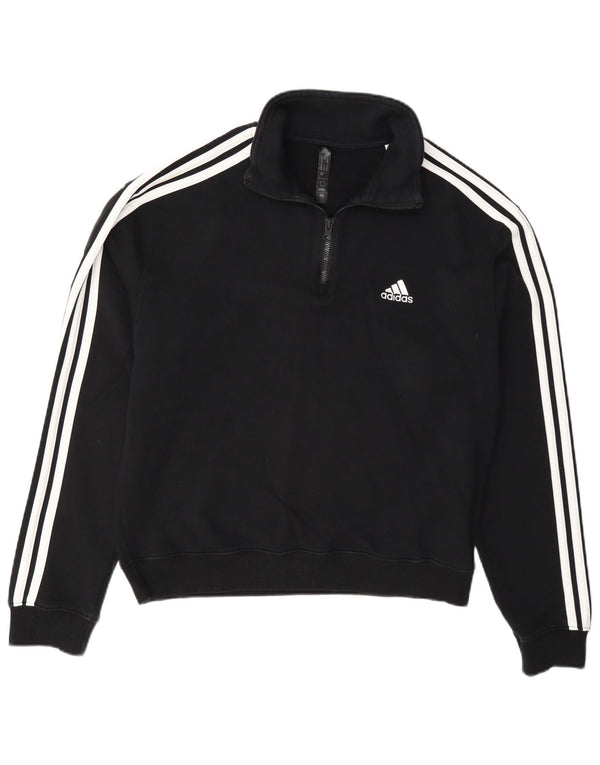 Женский свитер Adidas с воротником на молнии, Великобритания, 12/14, средний, черный, хлопок