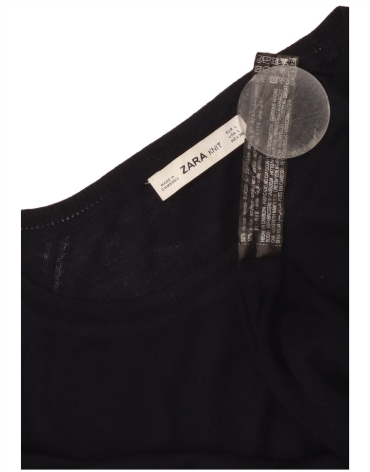 Женский свитер с вырезом «лодочка» ZARA UK 16, большой черный, вискоза