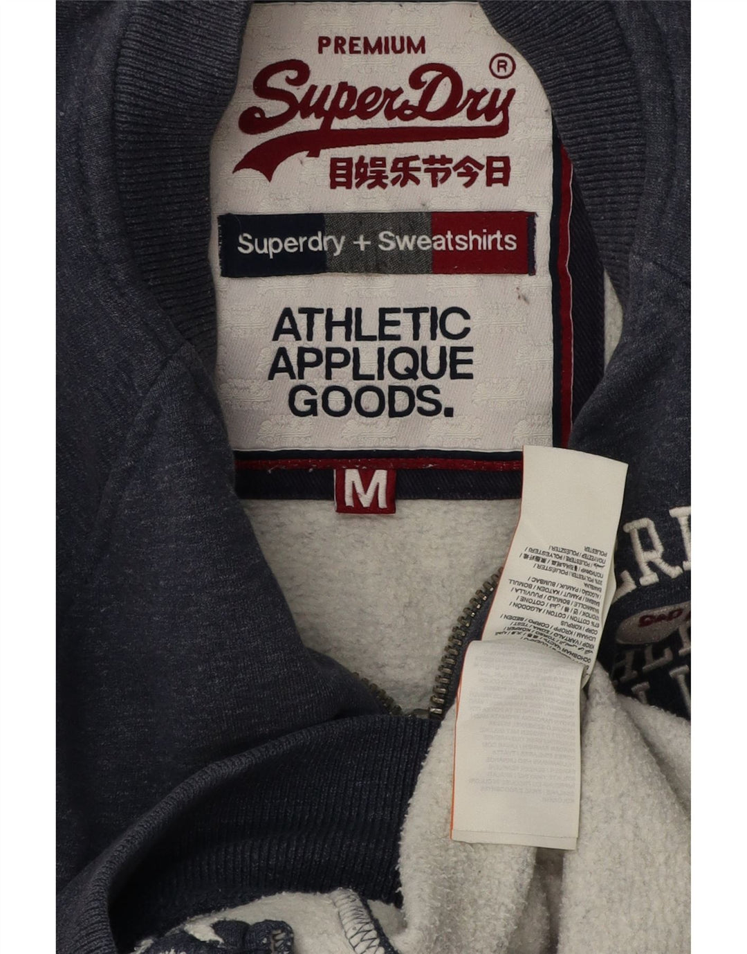 Мужской спортивный костюм Superdry с графическим рисунком, верхняя куртка, средний темно-синий, хлопок с крапинками