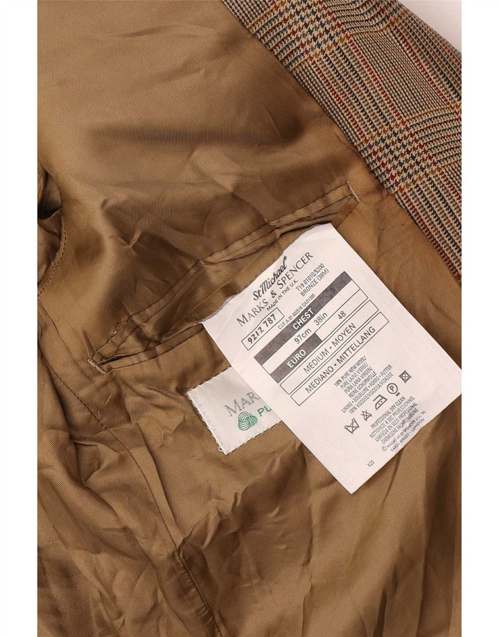 Мужской пиджак на двух пуговицах Marks & Spencer UK 38, средний бежевый с узором "гусиные лапки"
