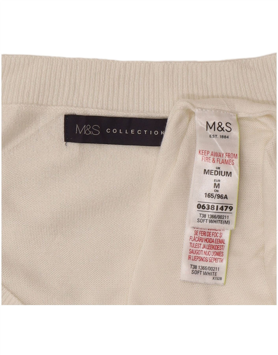 Женский джемпер с v-образным вырезом Marks & Spencer UK 14, средний белый с цветочным принтом