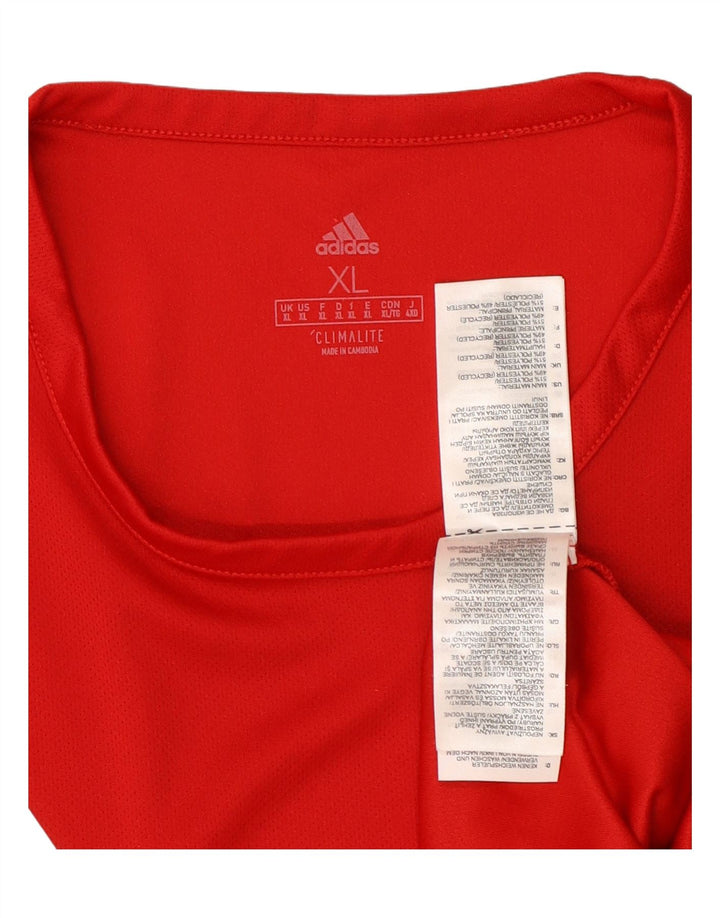 Мужская футболка ADIDAS Climalite Top XL, красный полиэстер с цветными блоками