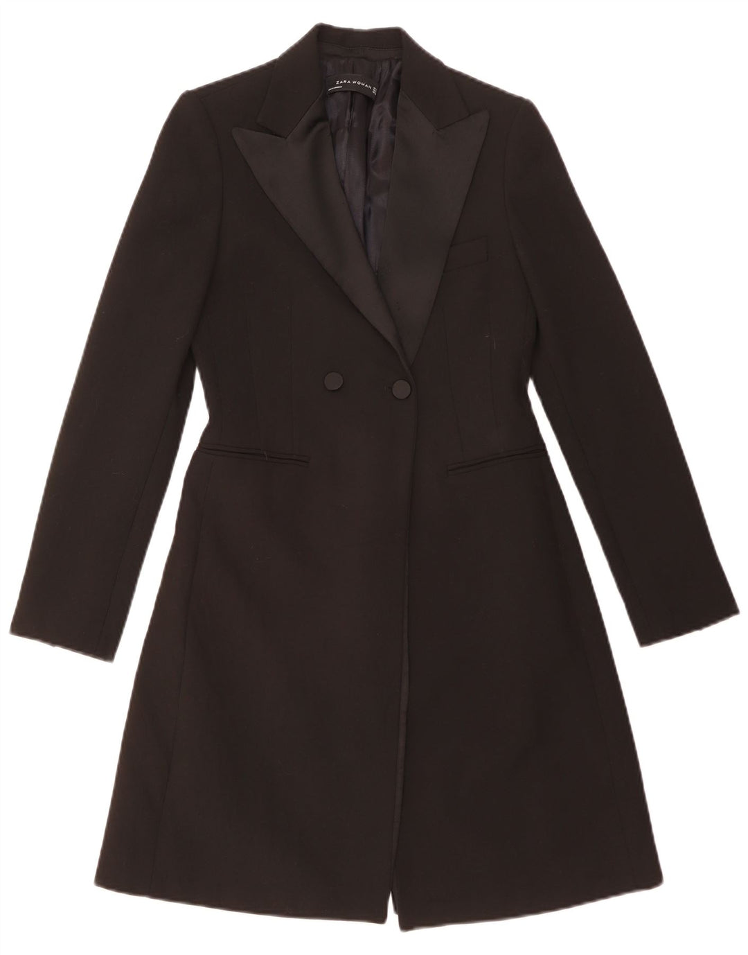 Женское двубортное пальто ZARA UK 10, маленькое черное