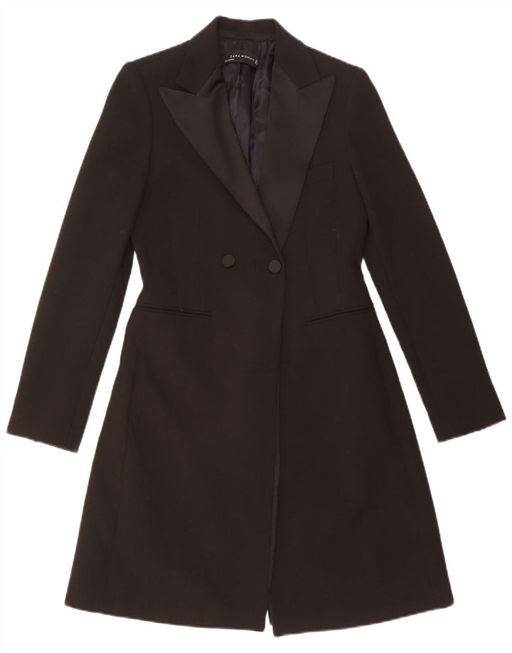 Женское двубортное пальто ZARA UK 10, маленькое черное