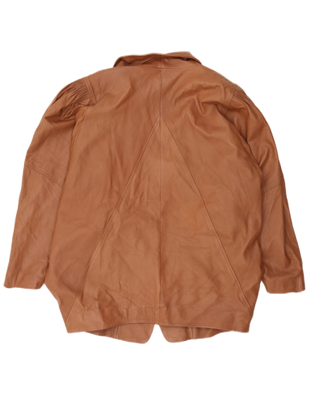 Винтажный женский кожаный пиджак на 1 пуговице, Великобритания, 16, большой коричневый цвет