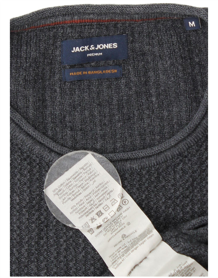 Мужской джемпер с круглым вырезом Jack & Jones, средний темно-синий хлопковый свитер