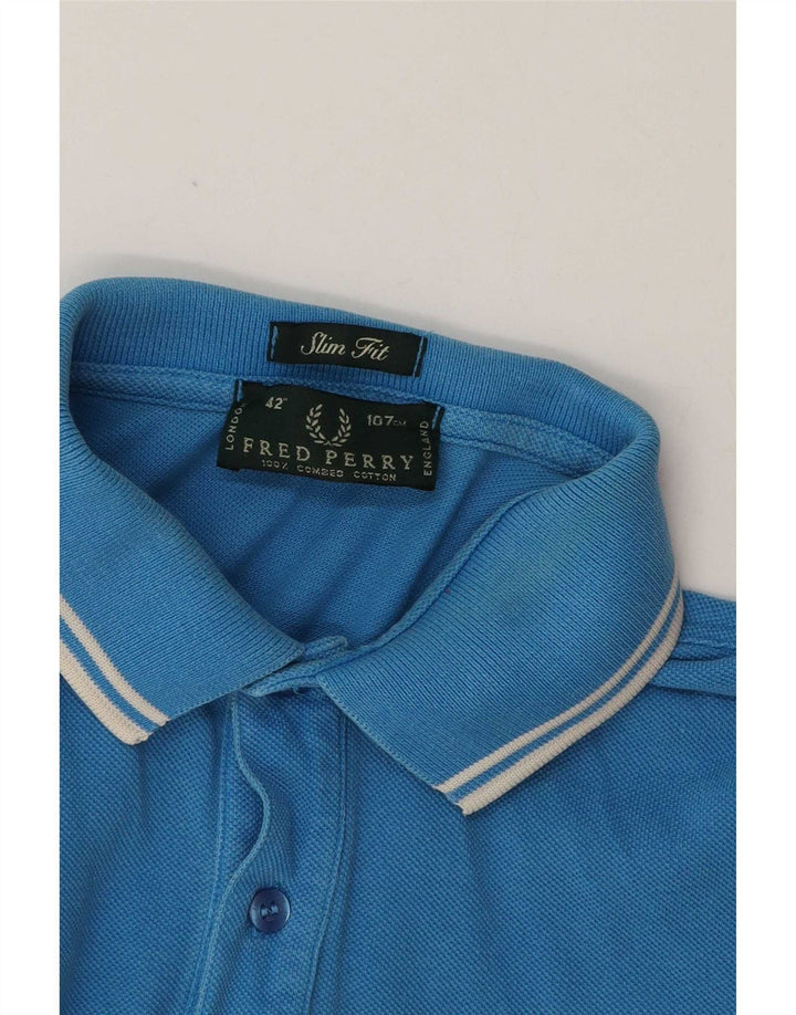 Мужская рубашка-поло приталенного кроя Fred Perry, маленький синий хлопок