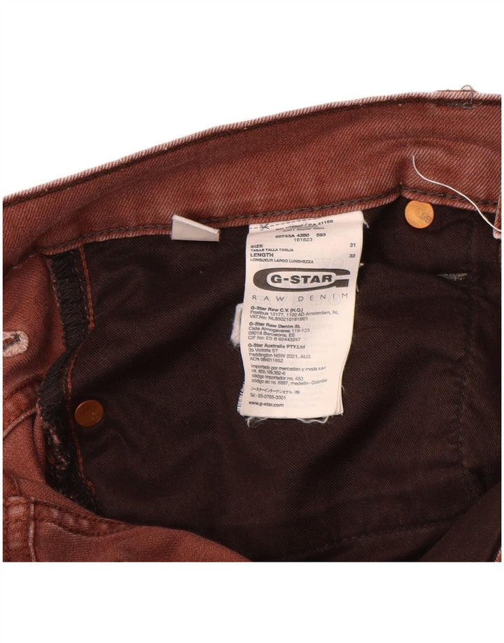 Мужские узкие джинсы G-STAR W31 L32 Коричневые хлопковые