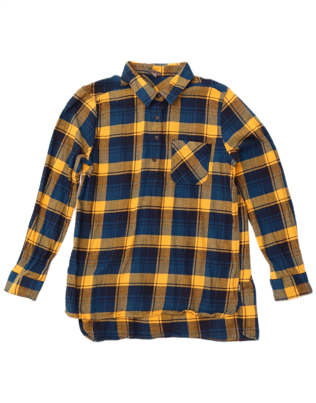 Женская фланелевая рубашка EDDIE BAUER UK 12, средний синий цвет в клетку, хлопок