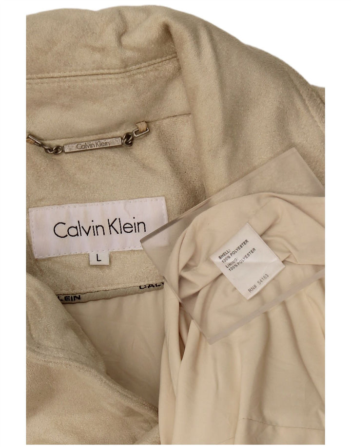 Женский пиджак CALVIN KLEIN на 3 пуговицах, Великобритания 16, большой размер, бежевый полиэстер