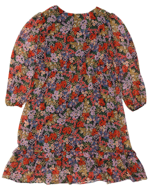 Женское многоуровневое платье Wallis с длинным рукавом, Великобритания, 18 XL, разноцветное с цветочным принтом