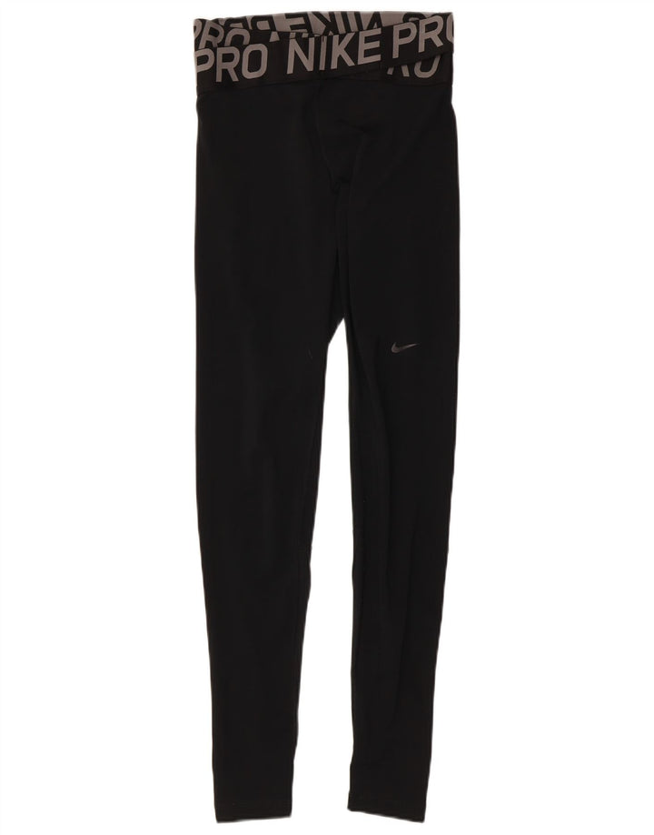 Женские леггинсы с рисунком Nike Dri Fit UK 8, маленькие черные, полиэстер с цветными блоками