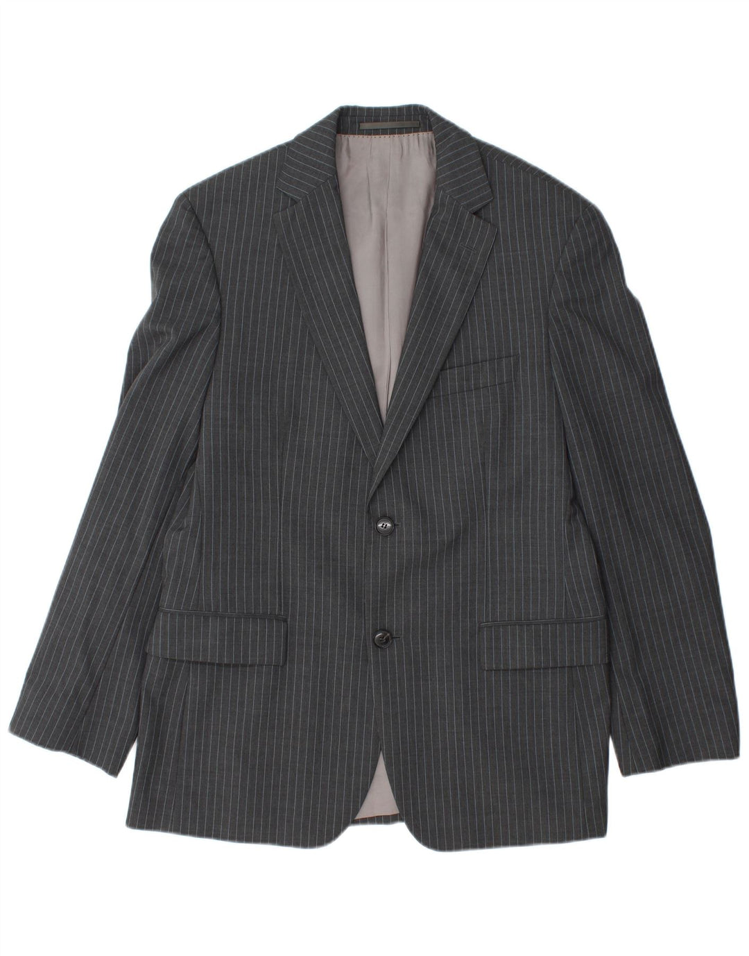HUGO BOSS Mens 2 Button Blazer Jacket IT 48 Medium Grey Pinstripe Wool