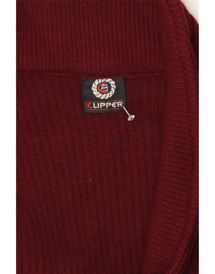 CLIPPER Mens Cardigan Sweater IT 52 Large Maroon Wool Vintage Clipper and Second-Hand Clipper from Messina Hembry 