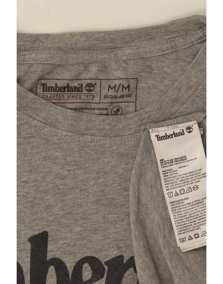 Мужская футболка стандартного кроя Timberland с рисунком, топ среднего серого цвета, хлопок