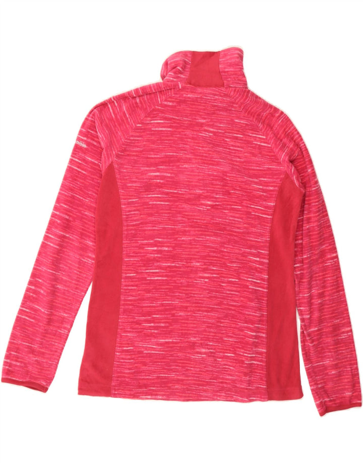 COLUMBIA Womens Zip Neck Fleece Jumper UK 12 Medium Red Flecked Polyester Vintage Columbia and Second-Hand Columbia from Messina Hembry 