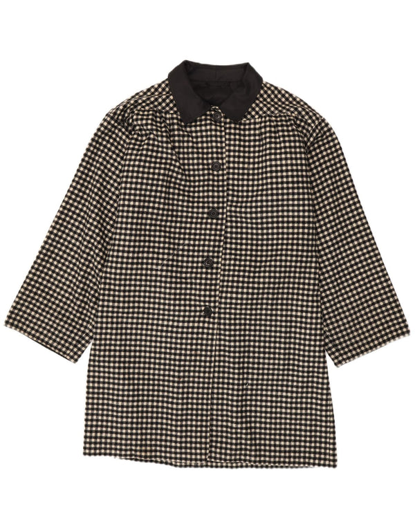 Vintage Womens Overcoat UK 18 XL Black Gingham
