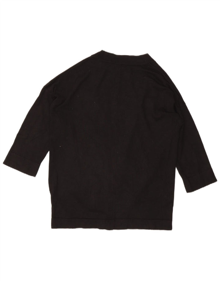 ZARA Womens 3/4 Sleeve Open Cardigan Sweater UK 14 Medium Black