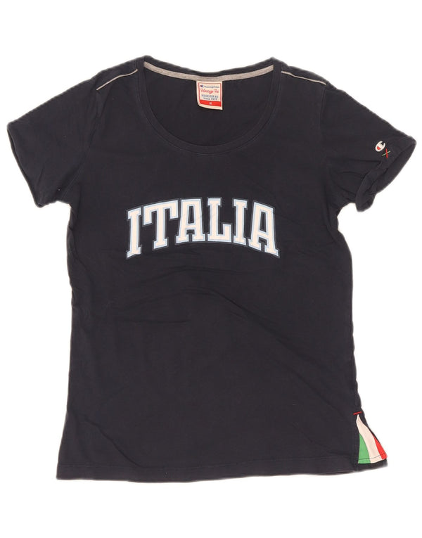 Женская футболка Champion Italia с рисунком Top UK 12 Medium Navy Blue