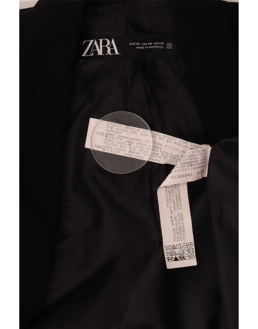 Женский пиджак свободного кроя с открытыми рукавами 3/4 Zara UK 6 XS, черный полиэстер