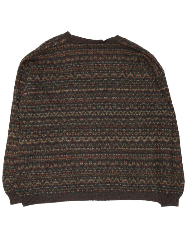 Мужской кардиган Rodes 2XL, коричневый, шерсть с геометрическим рисунком