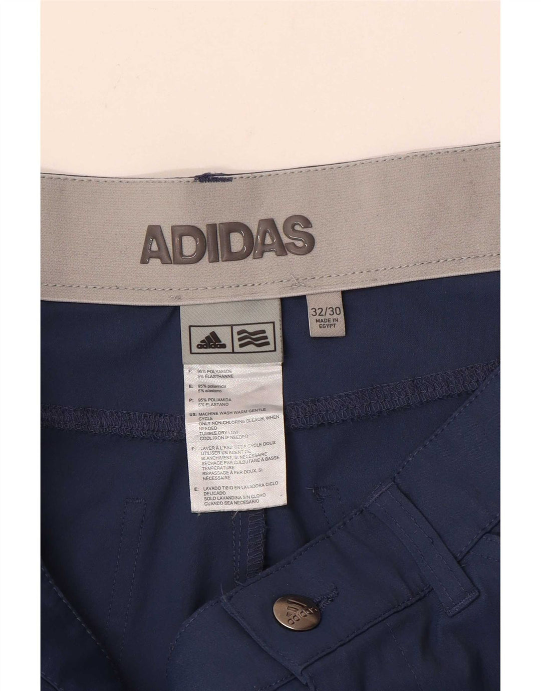 Мужские тонкие повседневные брюки Adidas W32 L30 синие из полиамида