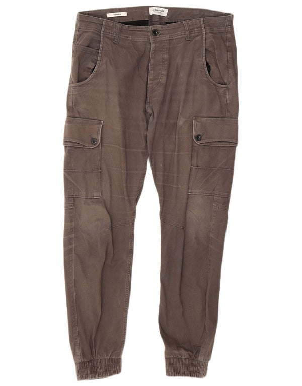 Мужские зауженные брюки-карго Jack & Jones W33 L27, серый хлопок