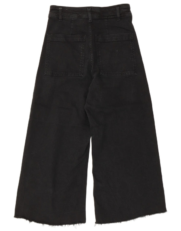 Женские капри с высокой талией Zara, широкие джинсы США 34 2XS W24 L22, черный хлопок
