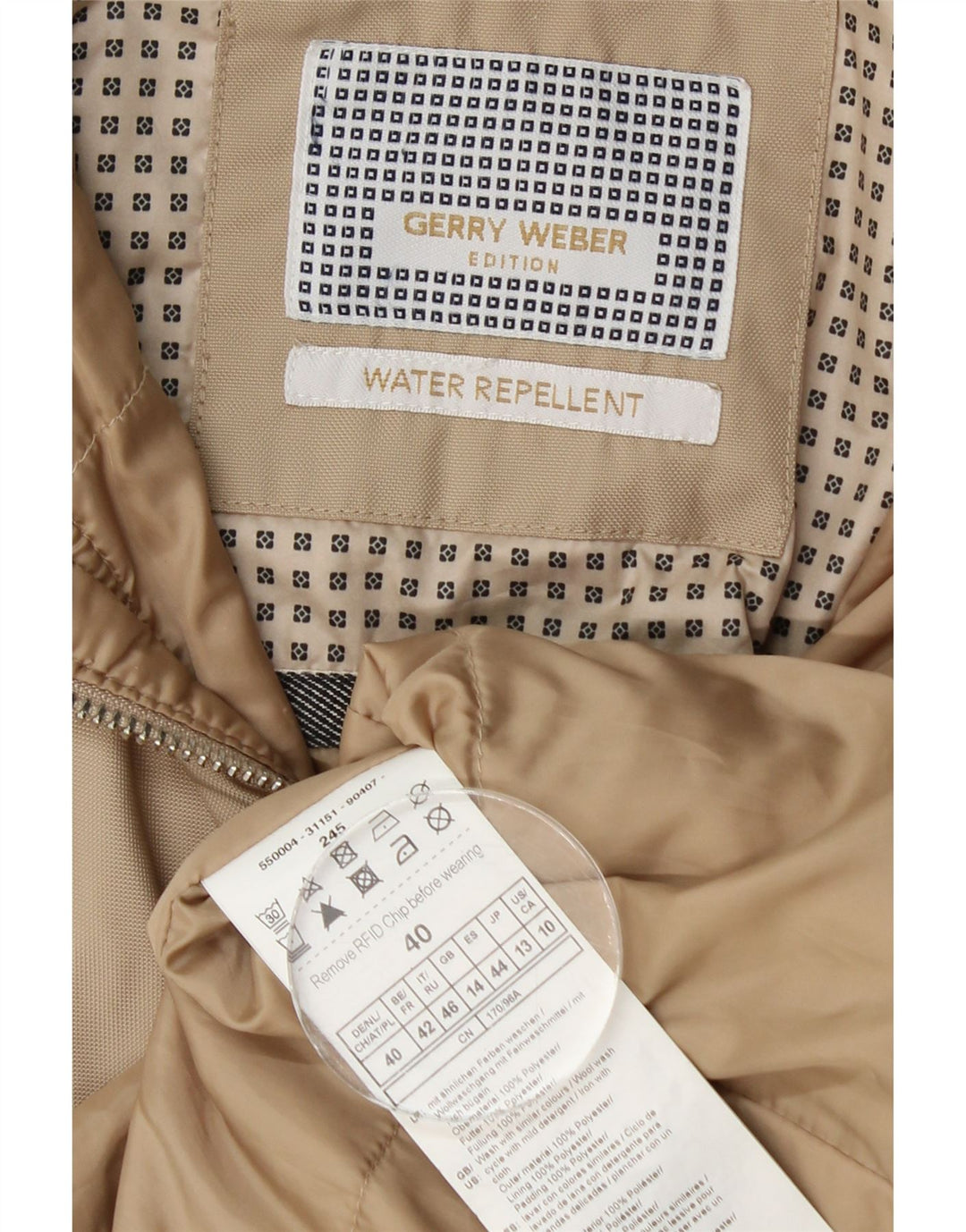Женский плащ с капюшоном Gerry Weber UK 14, большой, бежевый, полиэстер