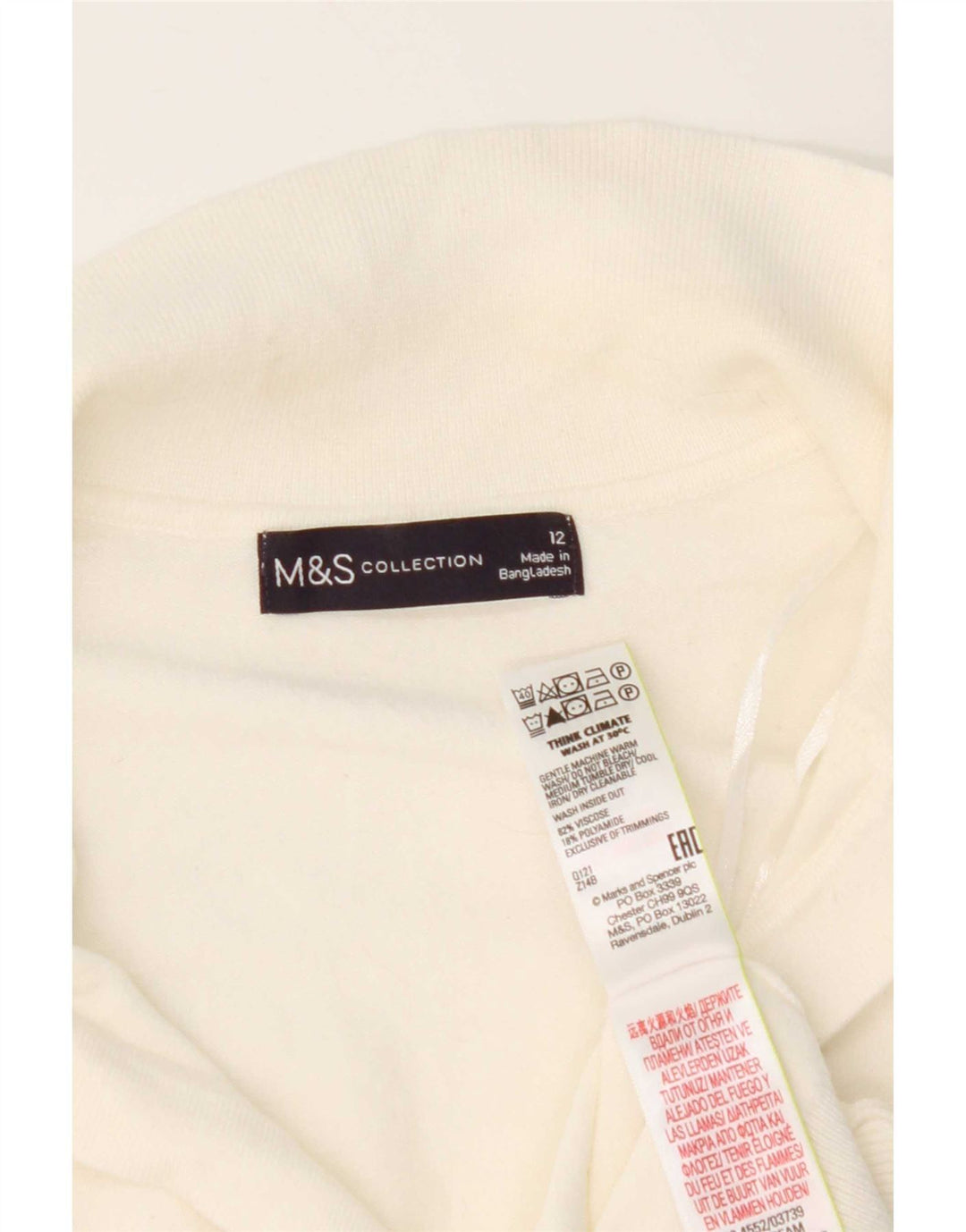 Женская рубашка поло Marks & Spencer UK 12, средний белый, вискоза