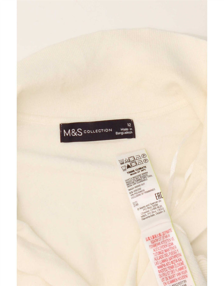 Женская рубашка поло Marks & Spencer UK 12, средний белый, вискоза
