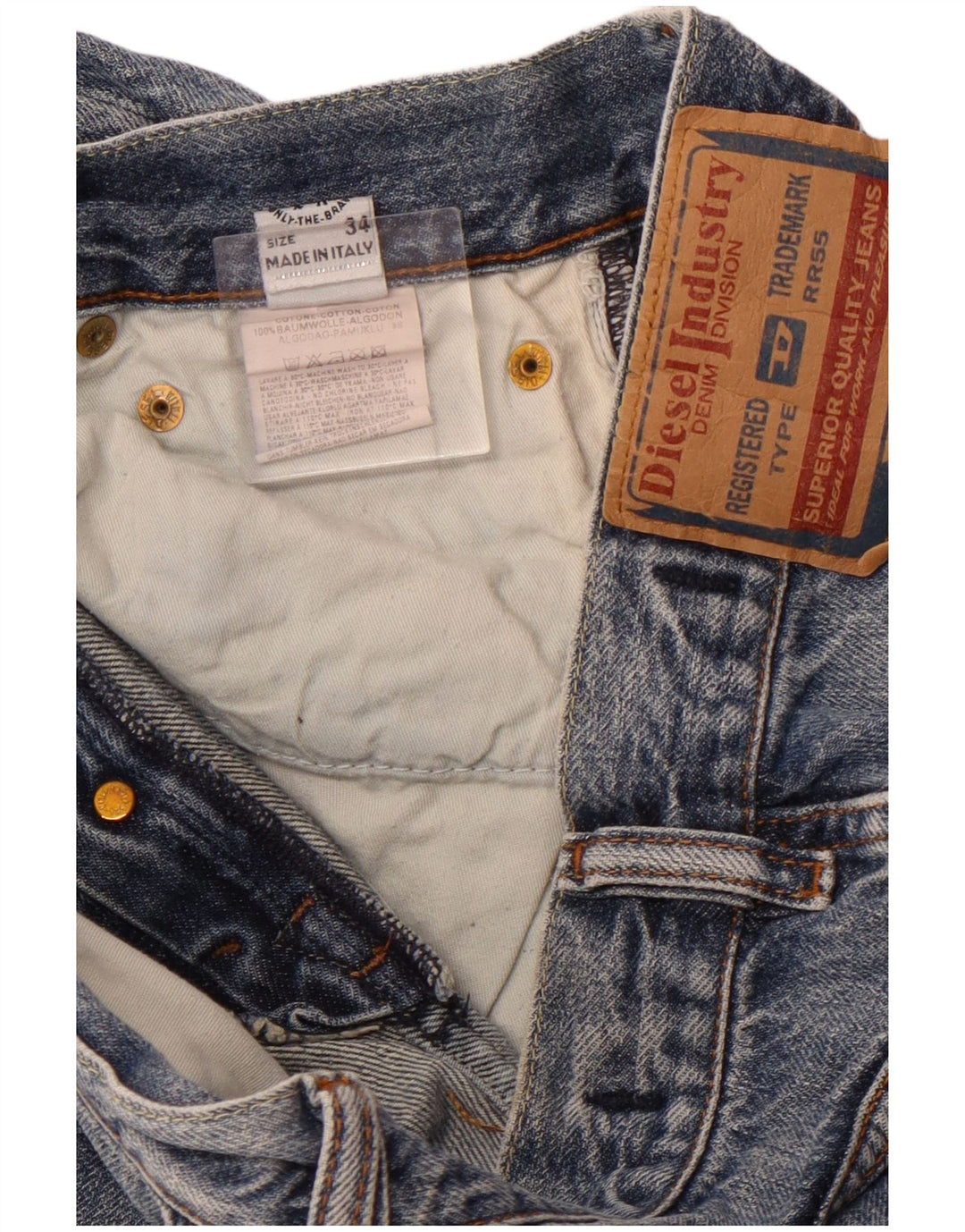 Мужские прямые джинсы DIESEL W34 L31, синий хлопок