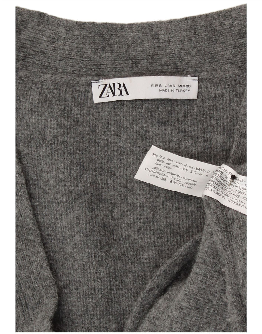 Женский свободный кардиган Zara UK 10, маленький серый шерстяной свитер