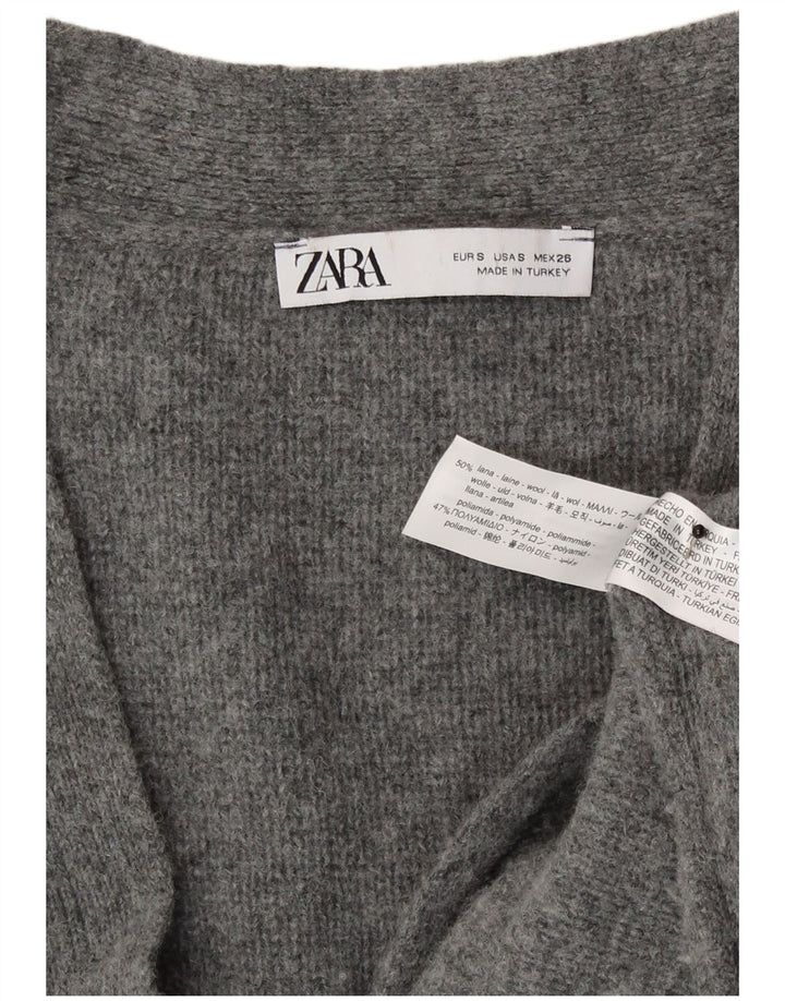 Женский свободный кардиган Zara UK 10, маленький серый шерстяной свитер