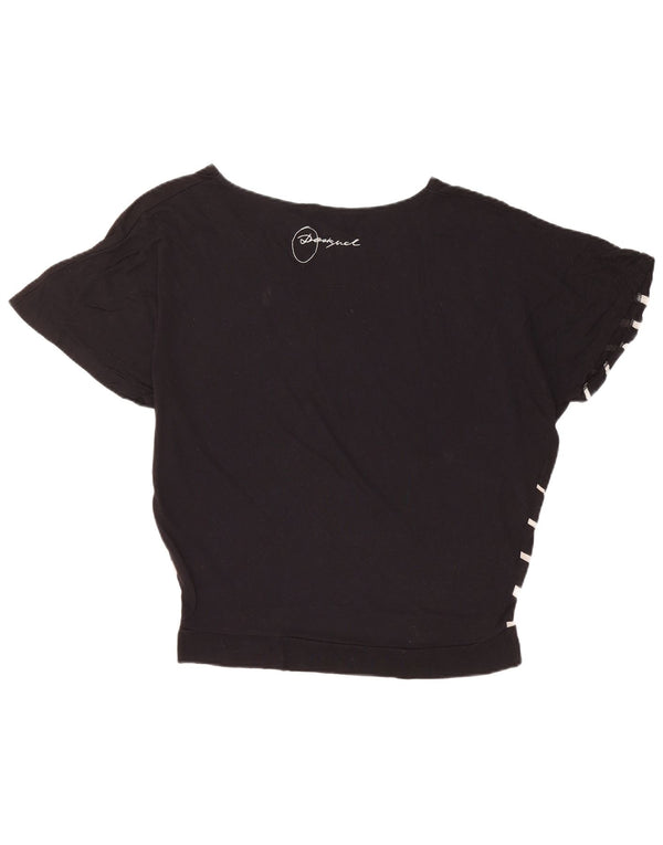 Женская футболка оверсайз с рисунком DESIGUAL Top UK 14, средний черный цветочный принт