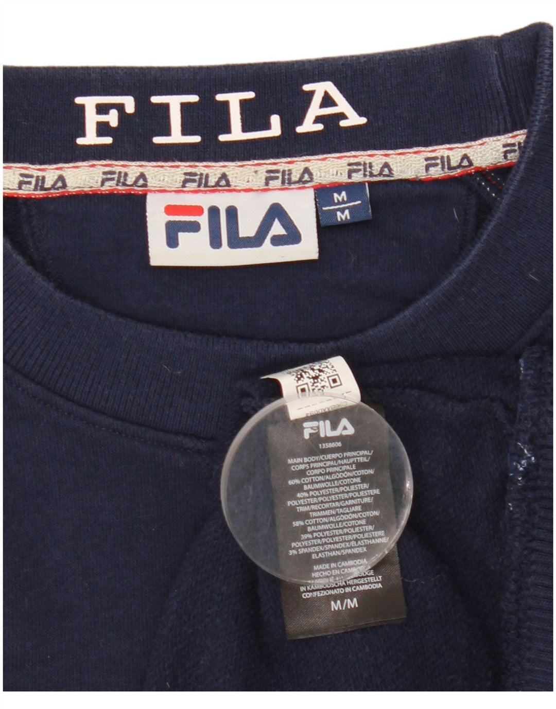 Мужской свитшот с рисунком Fila, средний темно-синий хлопковый джемпер