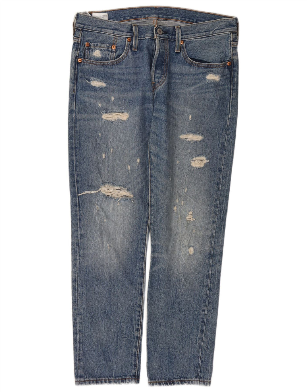 Женские потертые прямые джинсы Levi's 501 W29 L28, синий хлопок