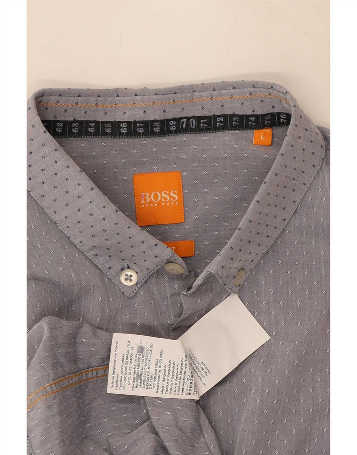 Мужская рубашка Hugo Boss, большой серый пятнистый хлопок