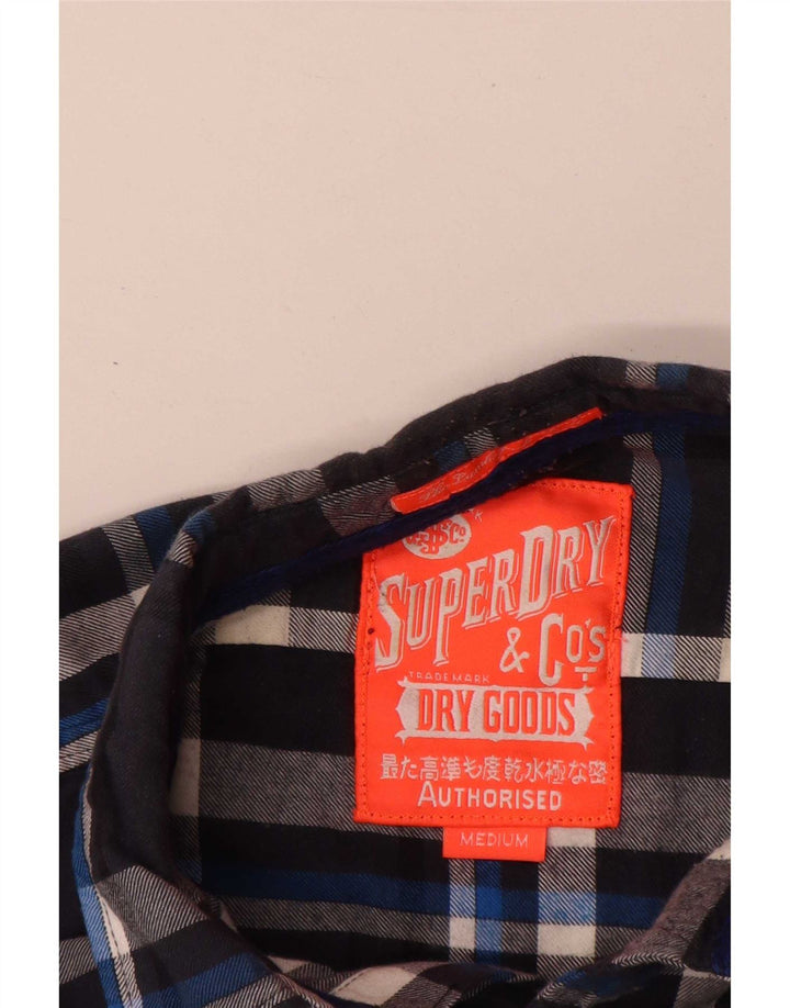 Мужская фланелевая рубашка Superdry среднего размера, темно-синяя, хлопковая в клетку