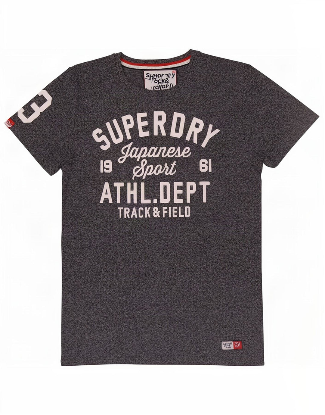 Мужская футболка с рисунком Superdry, топ из хлопка среднего серого цвета с крапинками