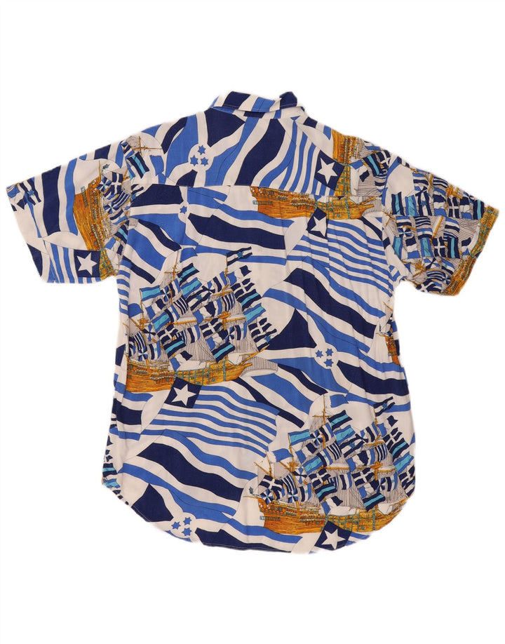 Мужская рубашка Harrison & Son с коротким рукавом и абстрактным узором, большая синяя вискоза