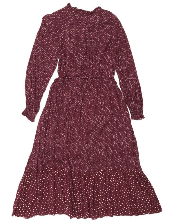 Женское платье макси с длинным рукавом Fat Face UK 12, средний бордовый в пятнистый цвет
