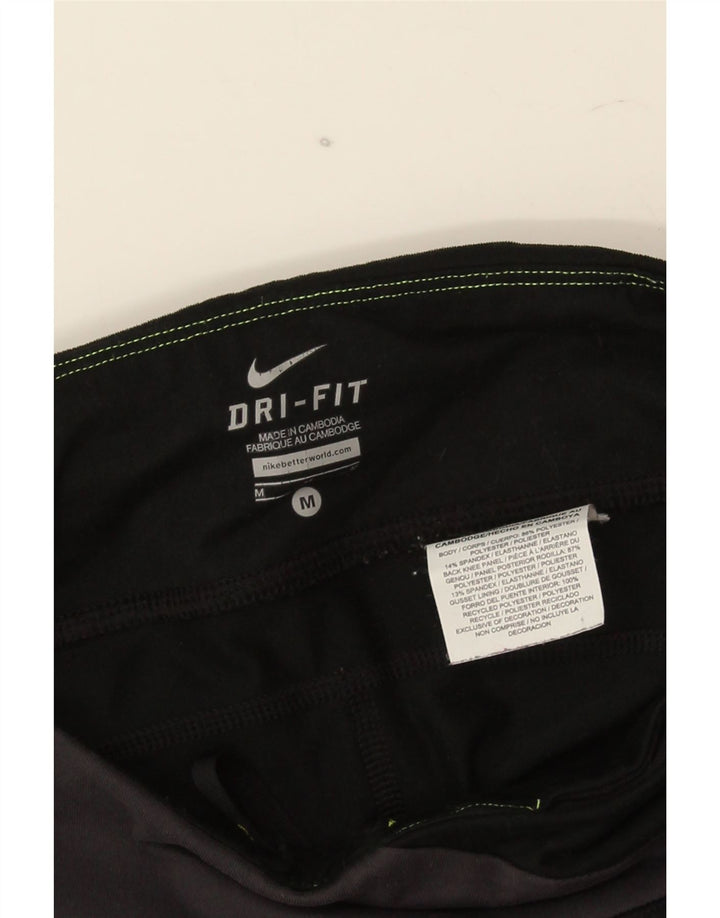 Женские леггинсы Nike Dri Fit UK 12, средний черный, полиэстер с цветными блоками