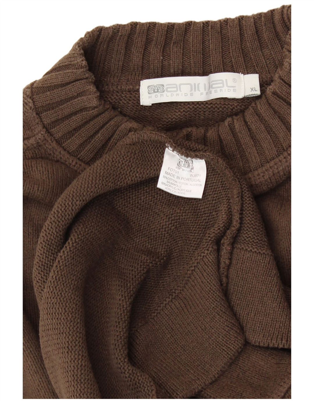 Мужской свитер ANIMAL с круглым вырезом XL, коричневый хлопок