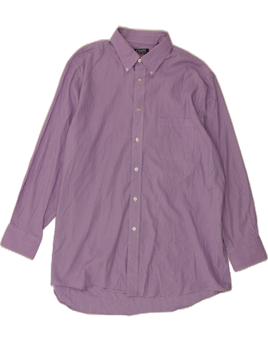 CHAPS Mens Regular Fit Shirt Size 17 1/2 XL Purple Gingham Cotton Vintage Chaps and Second-Hand Chaps from Messina Hembry 