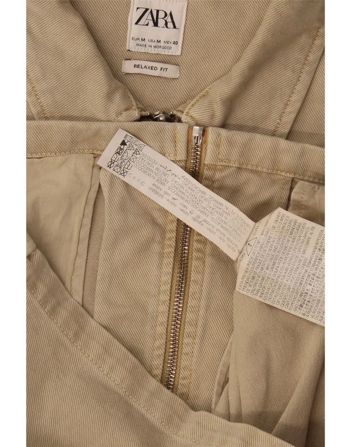 Мужская джинсовая куртка свободного покроя Zara UK 38, хлопок среднего цвета хаки