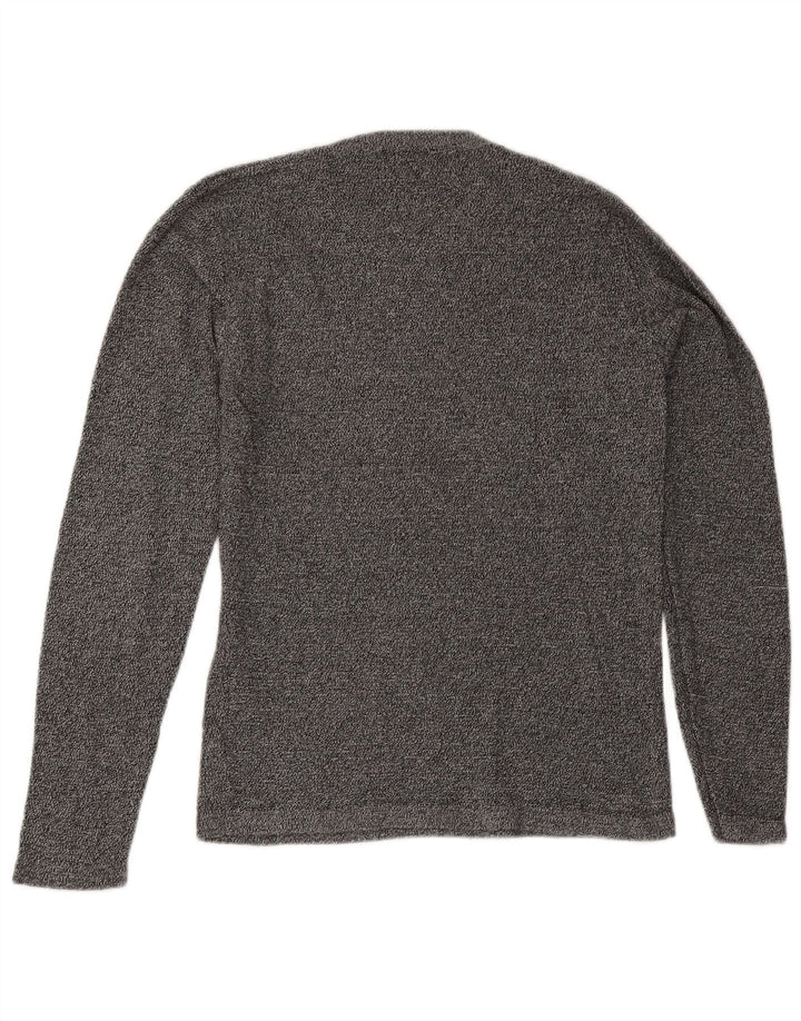 Мужской джемпер с круглым вырезом Jack & Jones, хлопковый свитер среднего серого цвета с крапинками
